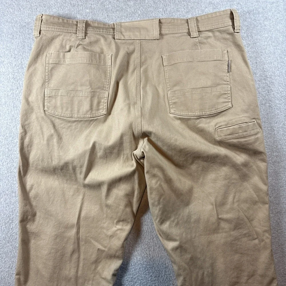 Duluth Trading Flex Fire Hose Men's 42x30 Beige Canvas Pants Work Casual